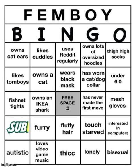 femboy bingo meme|Femboy Bingo Blank Template .